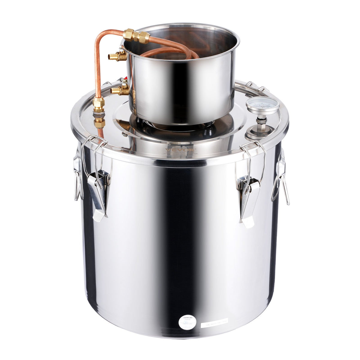 VEVOR Distillation Apparatus 30 l with Thermometer in Lid and Circulation Pump, Stainless Steel