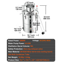 50L destilācijas aparāts ar trumperi un ūdens sūkni, paredzēts destilēt augstas kvalitātes esenciālas eļļas, degvīnu, brendiju, un citas šķidras vielas.