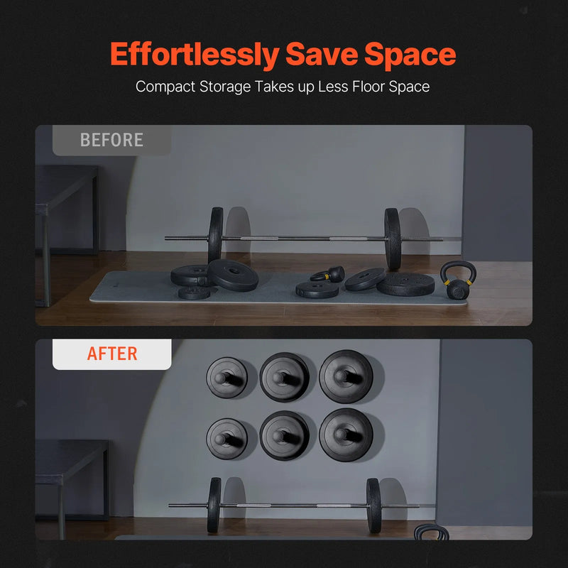 Sienas stiprināmi svaru disku turētāji 4 gab., 50 mm, mājas treniņiem