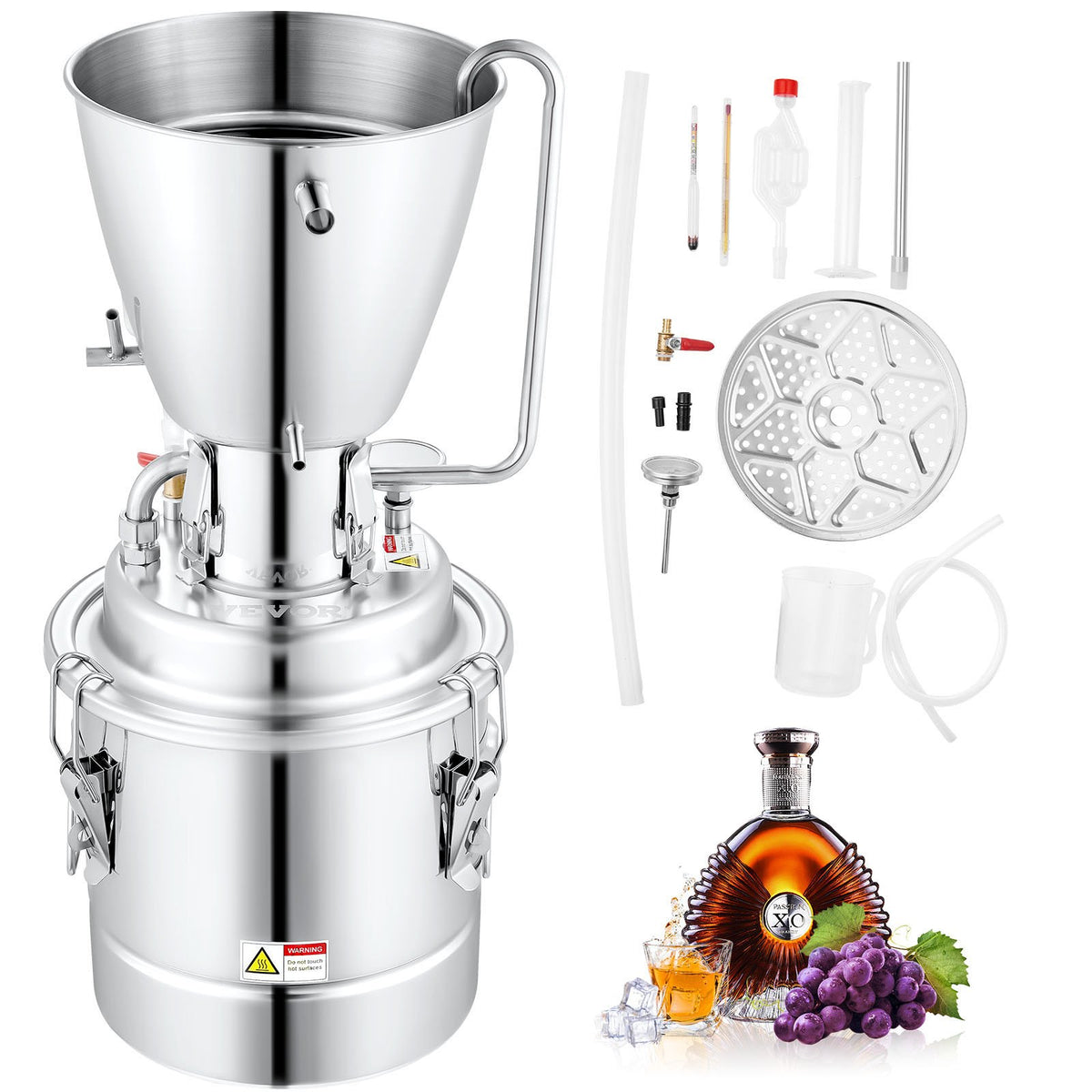 VEVOR Distillation Apparatus 70 l for Beer Brewing, Alcohol, Essential Oils and Water, Suitable for Gas and Wood Stoves