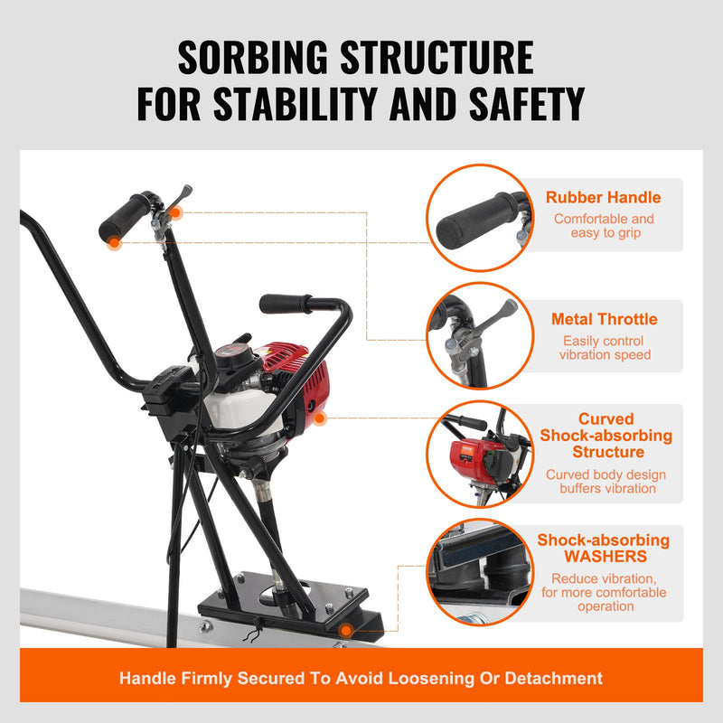 VEVOR 244,5 cm 6500 RPM gāzes betona slīpētājs ar alumīnija dēli un vibrējošu motoru