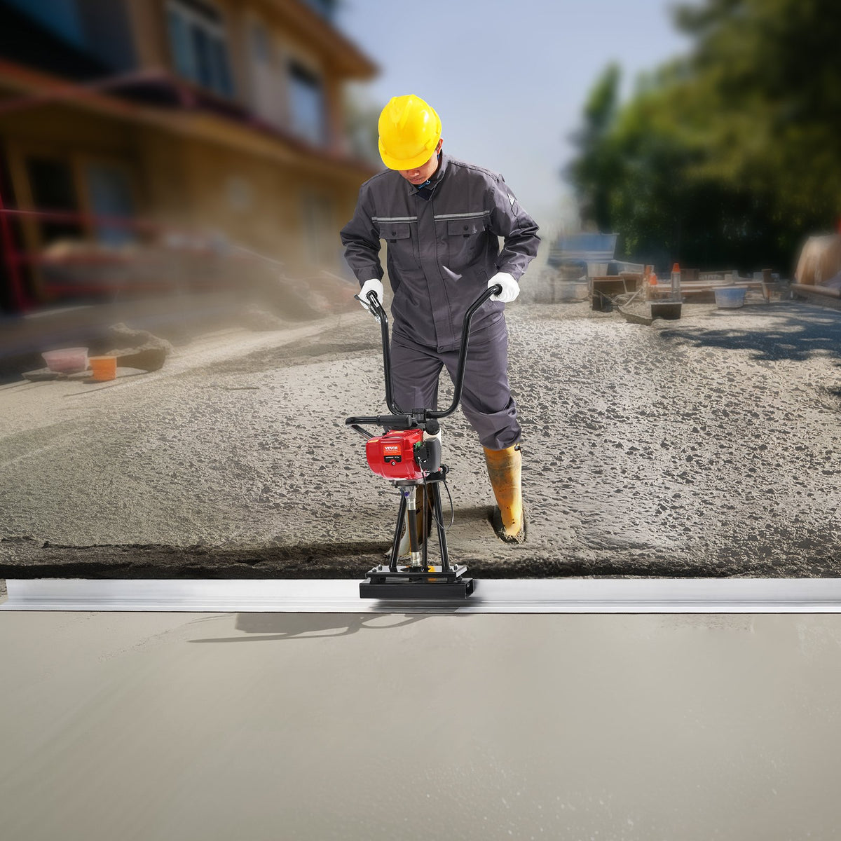 VEVOR 244.5 cm 6500 RPM Gas Concrete Grinder with Aluminium Screed and Vibrating Motor