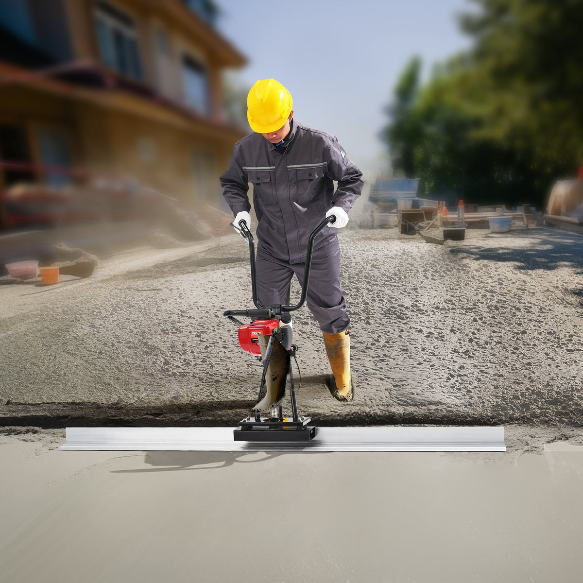 VEVOR 1.8 m / 2.44 m / 3.35 m 6500 RPM Gas Concrete Grinder with Aluminium Screed Board and Vibrating Motor