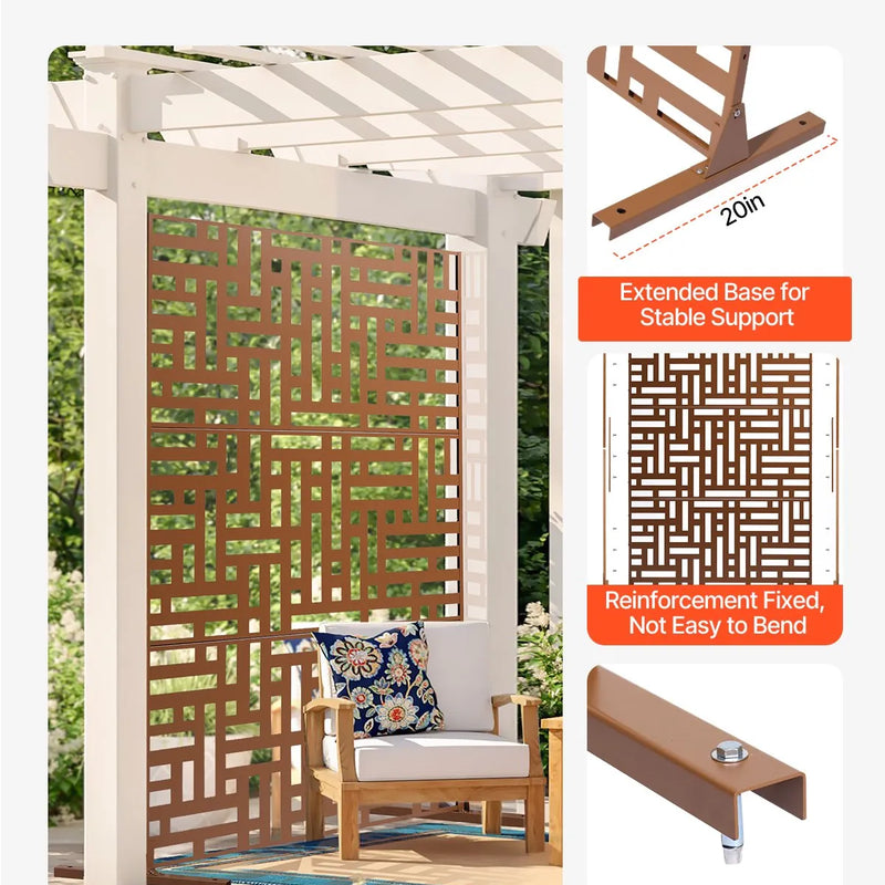 Metāla privātuma ekrāns 91 × 183 см āra norobežošanai, brūns