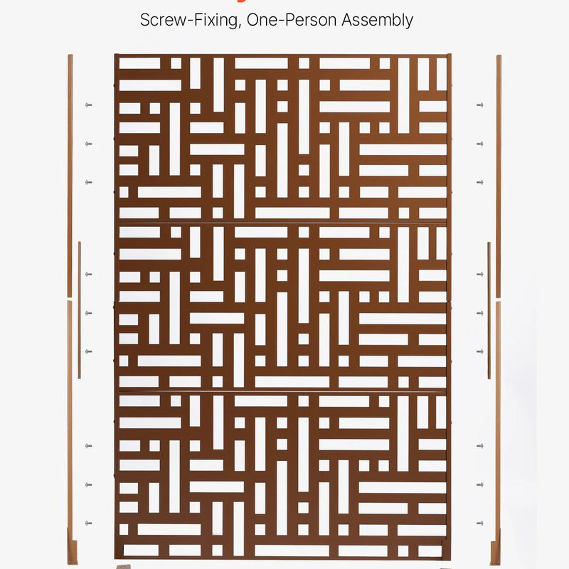 Metāla privātuma ekrāns 91 × 183 см āra norobežošanai, brūns