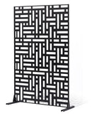 ChatGPT saka:  Metāla dekoratīvs privātuma ekrāns, 120 × 193 cm, 3 paneļu brīvi stāvoša āra/sadala sienas siena ar statīvu, tērauda dārza žogs balkoniem, terasēm, iekštelpām, džakuzi, melns