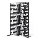 ChatGPT saka:  Metāla dekoratīvs privātuma ekrāns, 120 × 193 cm, 3 paneļu brīvi stāvoša āra/sadala sienas siena ar statīvu, tērauda dārza žogs balkoniem, terasēm, iekštelpām, džakuzi, melns