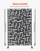 ChatGPT saka:  Metāla dekoratīvs privātuma ekrāns, 120 × 193 cm, 3 paneļu brīvi stāvoša āra/sadala sienas siena ar statīvu, tērauda dārza žogs balkoniem, terasēm, iekštelpām, džakuzi, melns