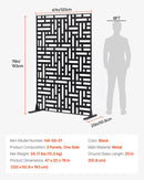 ChatGPT saka:  Metāla dekoratīvs privātuma ekrāns, 120 × 193 cm, 3 paneļu brīvi stāvoša āra/sadala sienas siena ar statīvu, tērauda dārza žogs balkoniem, terasēm, iekštelpām, džakuzi, melns