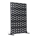 Metāla privātuma ekrāns, 120 × 183 см, āra 5 paneļu brīvi stāvošs dekoratīvs tērauda žogs ar statīvu balkonam, terasei, istabas vai dārza nodalīšanai, melns