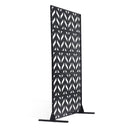 Metāla privātuma ekrāns, 120 × 183 см, āra 5 paneļu brīvi stāvošs dekoratīvs tērauda žogs ar statīvu balkonam, terasei, istabas vai dārza nodalīšanai, melns