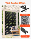 Metāla privātuma ekrāns, 120 × 183 см, āra 5 paneļu brīvi stāvošs dekoratīvs tērauda žogs ar statīvu balkonam, terasei, istabas vai dārza nodalīšanai, melns