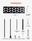 Metāla privātuma ekrāns, 120 × 183 см, āra 5 paneļu brīvi stāvošs dekoratīvs tērauda žogs ar statīvu balkonam, terasei, istabas vai dārza nodalīšanai, melns