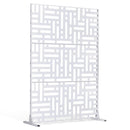 Metāla privātuma siets, 119 x 193 cm, 3 paneļi, brīvi stāvošs āra starpsiena ar statīvu, dekoratīvs tērauda žogs dārzam, balkonam, terasei, iekštelpām, džakuzi, balts