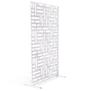 Metāla privātuma siets, 119 x 193 cm, 3 paneļi, brīvi stāvošs āra starpsiena ar statīvu, dekoratīvs tērauda žogs dārzam, balkonam, terasei, iekštelpām, džakuzi, balts