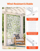 Metāla privātuma siets, 119 x 193 cm, 3 paneļi, brīvi stāvošs āra starpsiena ar statīvu, dekoratīvs tērauda žogs dārzam, balkonam, terasei, iekštelpām, džakuzi, balts