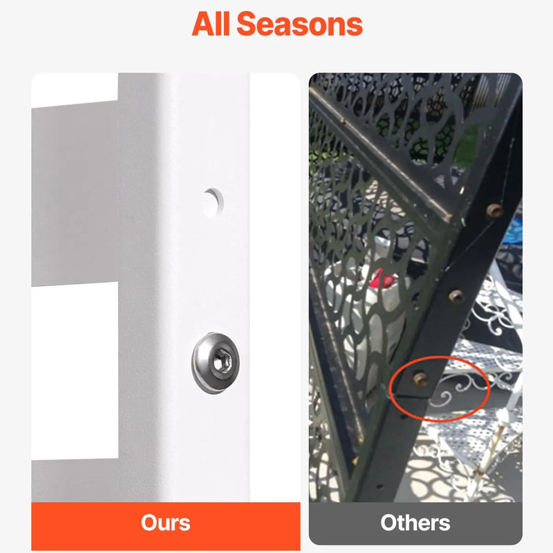 Metāla privātuma siets, 119 x 193 cm, 3 paneļi, brīvi stāvošs āra starpsiena ar statīvu, dekoratīvs tērauda žogs dārzam, balkonam, terasei, iekštelpām, džakuzi, balts