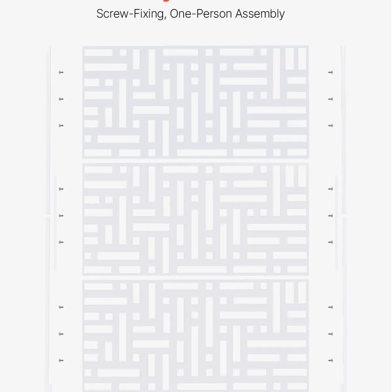 Metāla privātuma siets, 119 x 193 cm, 3 paneļi, brīvi stāvošs āra starpsiena ar statīvu, dekoratīvs tērauda žogs dārzam, balkonam, terasei, iekštelpām, džakuzi, balts