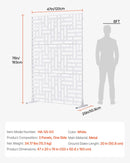 Metāla privātuma siets, 119 x 193 cm, 3 paneļi, brīvi stāvošs āra starpsiena ar statīvu, dekoratīvs tērauda žogs dārzam, balkonam, terasei, iekštelpām, džakuzi, balts