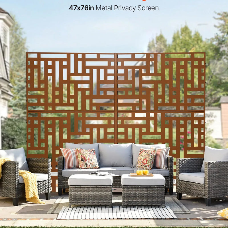 Metāla privātuma ekrāns 120 × 193 см, brūns