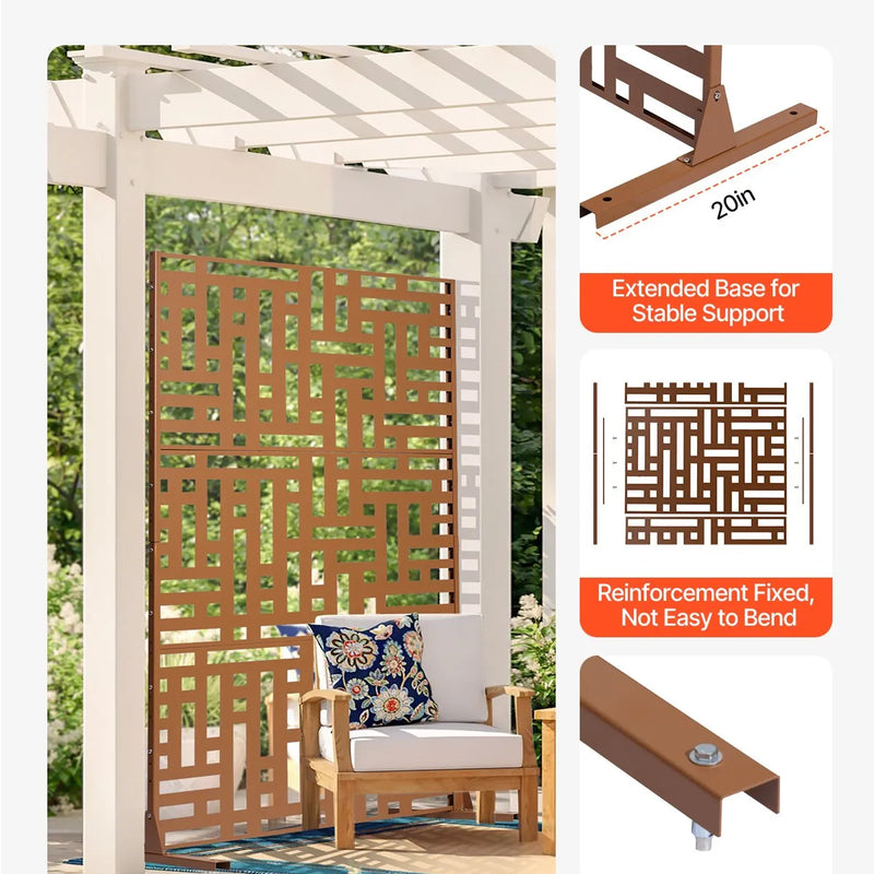 Metāla privātuma ekrāns 120 × 193 см, brūns