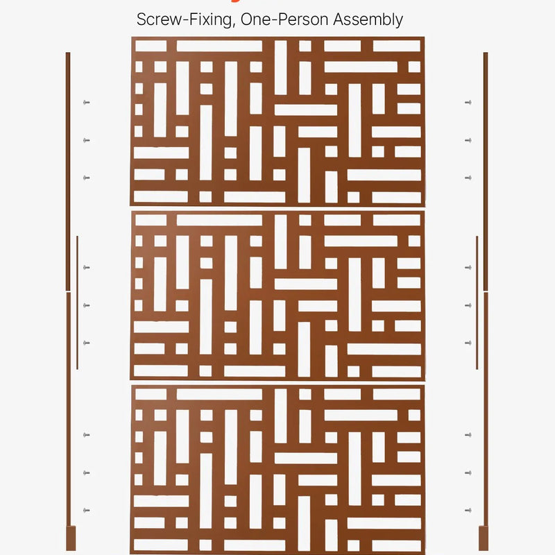 Metāla privātuma ekrāns 120 × 193 см, brūns