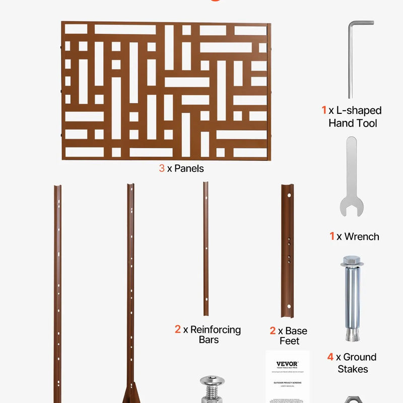 Metāla privātuma ekrāns 120 × 193 см, brūns