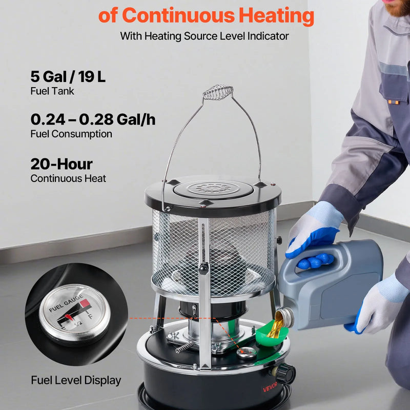 9000 BTU pārnēsājams petrolejas sildītājs un plīts 2 vienā, bez elektrības, ar regulējamu augstumu un liesmu, ērti uzglabājams, piemērots kempingam, medībām, gatavošanai, mājai vai garāžai, melns