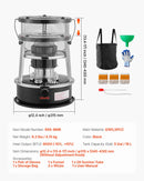 9000 BTU pārnēsājams petrolejas sildītājs un plīts 2 vienā, bez elektrības, ar regulējamu augstumu un liesmu, ērti uzglabājams, piemērots kempingam, medībām, gatavošanai, mājai vai garāžai, melns