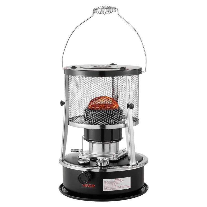 9000 BTU pārnēsājams petrolejas sildītājs un plīts 2 vienā, bez elektrības, ar regulējamu augstumu un liesmu, ērti uzglabājams, piemērots kempingam, medībām, gatavošanai, mājai vai garāžai, melns