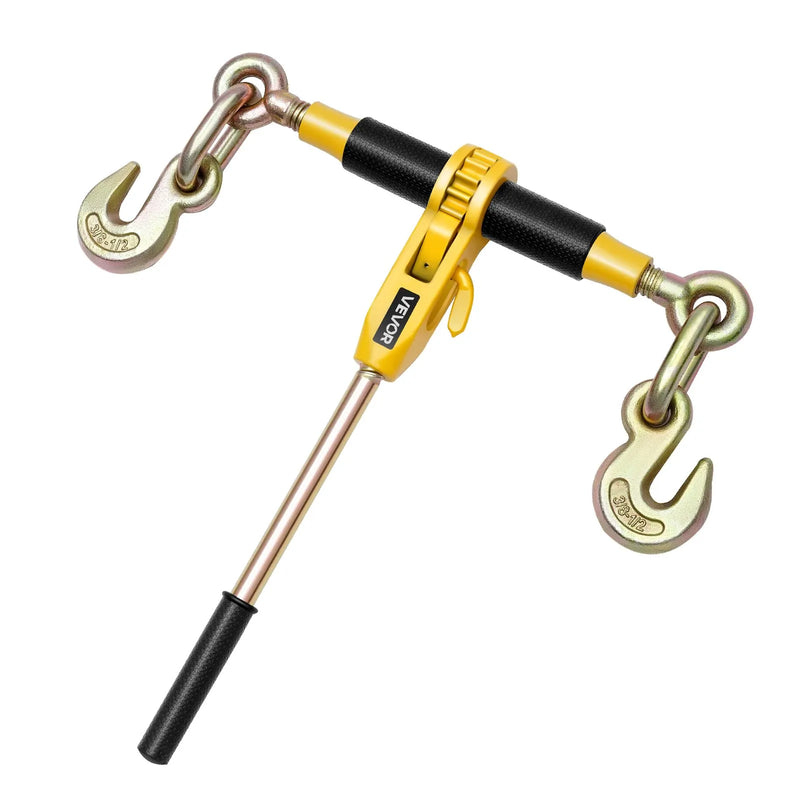 Sprūdrata ķēdes savilcējs, 10 mm × 6,1 m G80 ķēdes, 4173 kg darba slodze, ķēžu un savilcēju komplekts kravu nostiprināšanai, vilkšanai, kokmateriālu pārvietošanai un celšanai