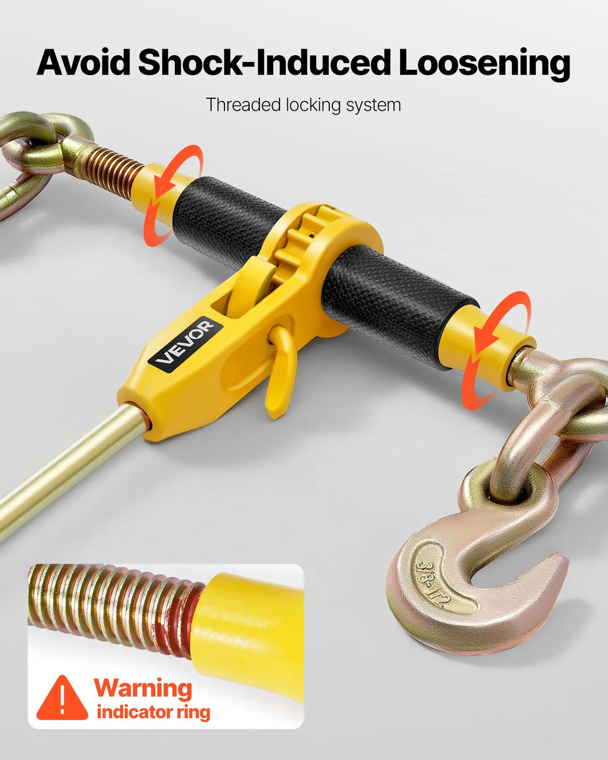 Chain Binder, 10 mm × 6.1 m G80 Chain, 4173 kg Working Load, Chain and Binder Kit for Cargo Securing, Towing, Timber Moving and Lifting