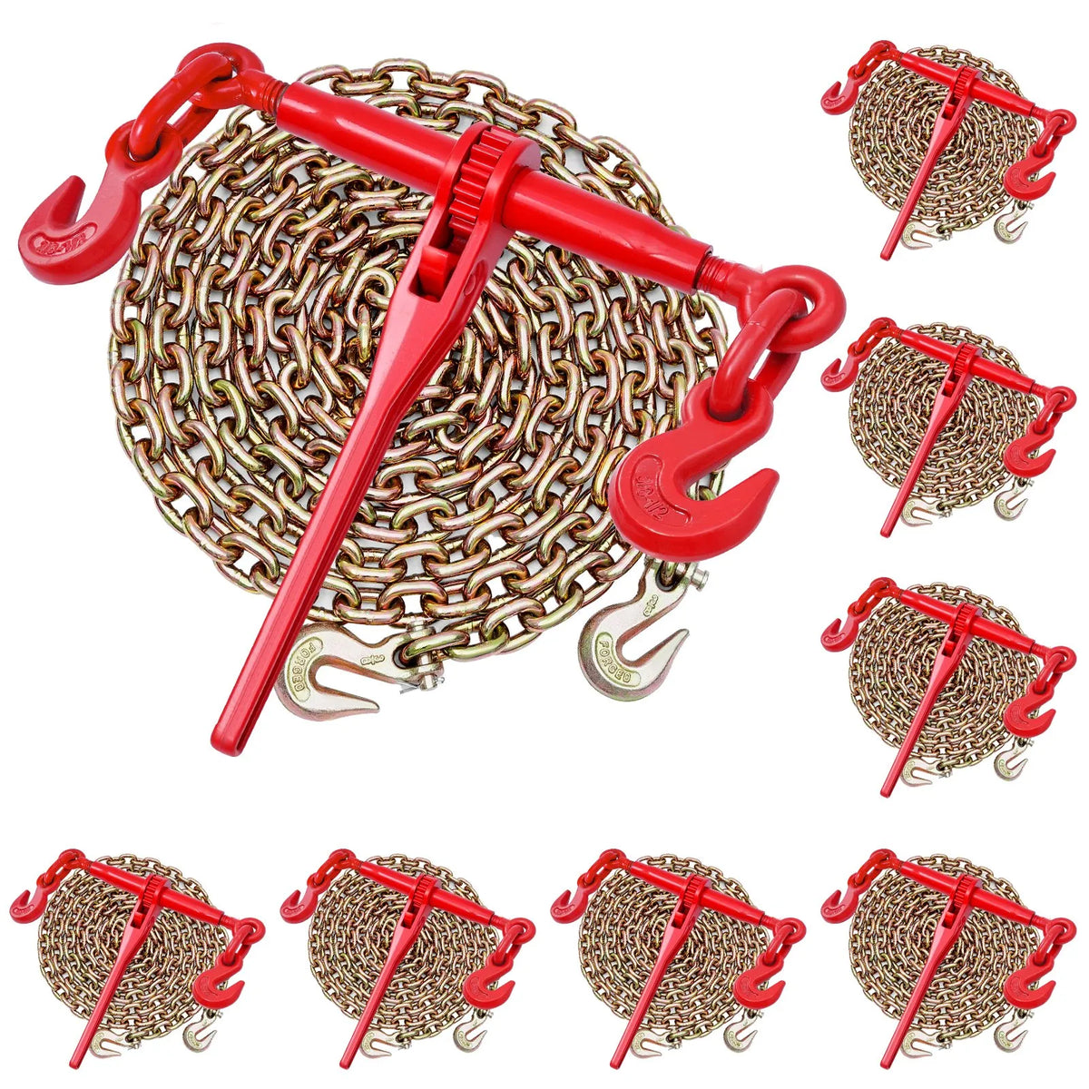 Chain Binder, 10 mm × 3 m G80 Chain, 4173 kg Working Load, Chain and Binder Kit for Cargo Securing, Towing, Timber Moving and Lifting