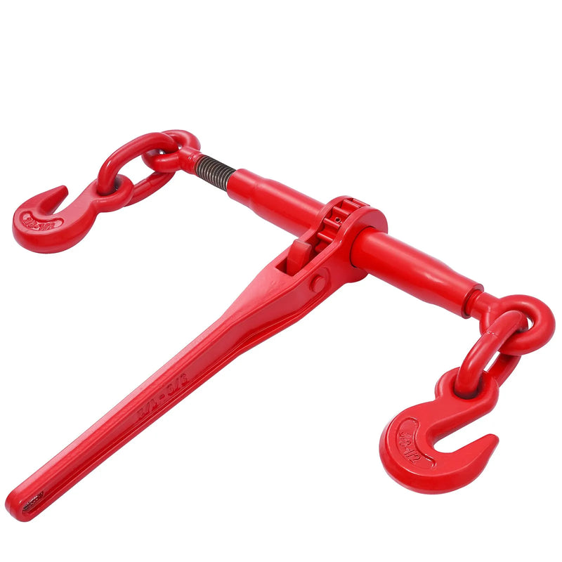 Sprūdrata ķēdes savilcējs, 10 mm × 3 m G80 ķēdes, 4173 kg darba slodze, ķēžu un savilcēju komplekts kravu nostiprināšanai, vilkšanai, kokmateriālu pārvietošanai un celšanai