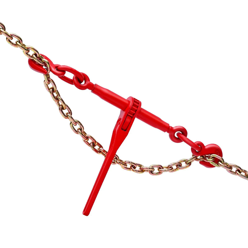 Sprūdrata ķēdes savilcējs, 10 mm × 3 m G80 ķēdes, 4173 kg darba slodze, ķēžu un savilcēju komplekts kravu nostiprināšanai, vilkšanai, kokmateriālu pārvietošanai un celšanai