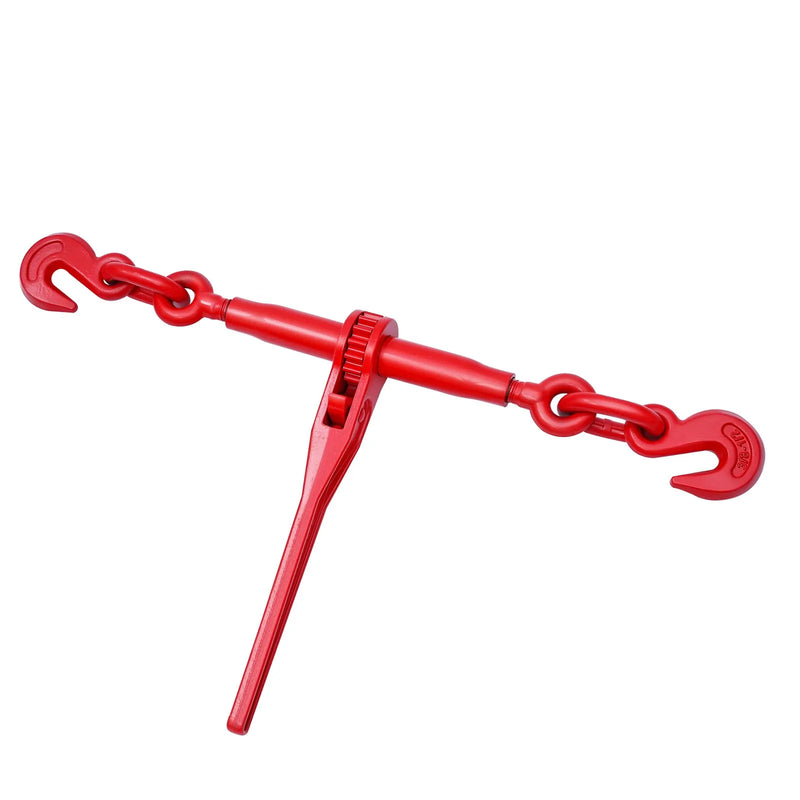 Sprūdrata ķēdes savilcējs, 10 mm × 3 m G80 ķēdes, 4173 kg darba slodze, ķēžu un savilcēju komplekts kravu nostiprināšanai, vilkšanai, kokmateriālu pārvietošanai un celšanai