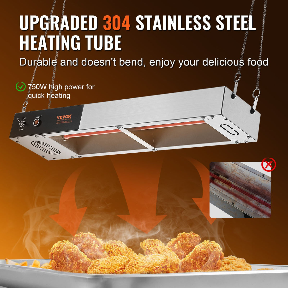 VEVOR elektriline friikartulisoojendaja soojuslambiga, roostevaba teras