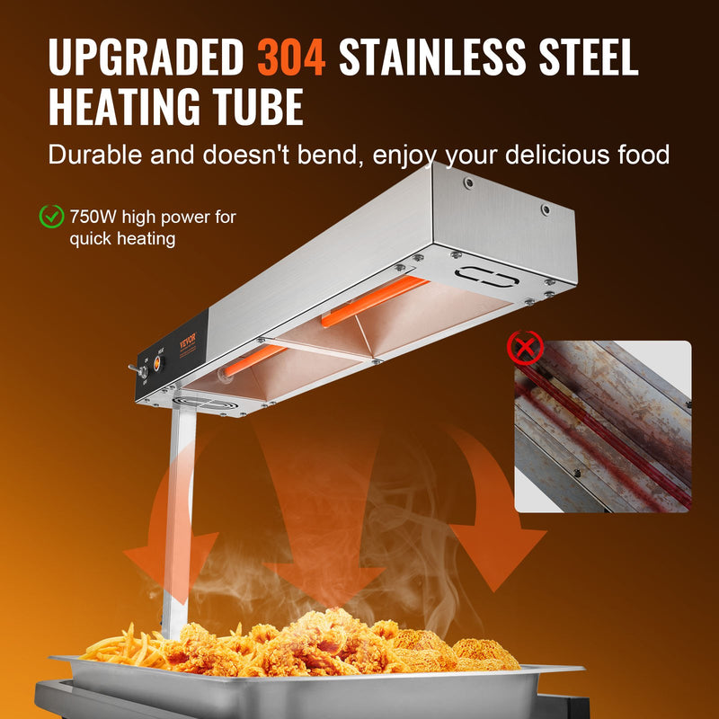 VEVOR elektriskais frī kartupeļu sildītājs ar sloksnes lampu, nerūsējošais tērauds