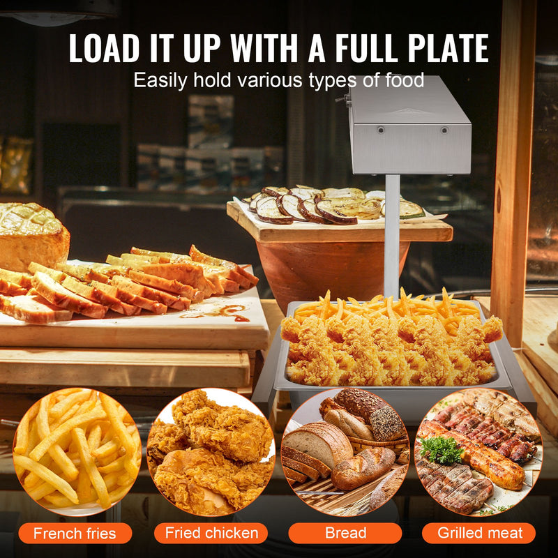 VEVOR elektriskais frī kartupeļu sildītājs ar sloksnes lampu, nerūsējošais tērauds