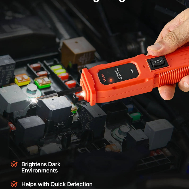 VEVOR automobiļu ķēžu testeris, 6–36 V līdzstrāvas jaudas ķēžu zondes testeris ar apgaismojumu, automobiļu jaudas testera zonde ar 4 m kabeli, ABS korpusa vadu detektors sedaniem, SUV, kemperiem un kravas automobiļiem