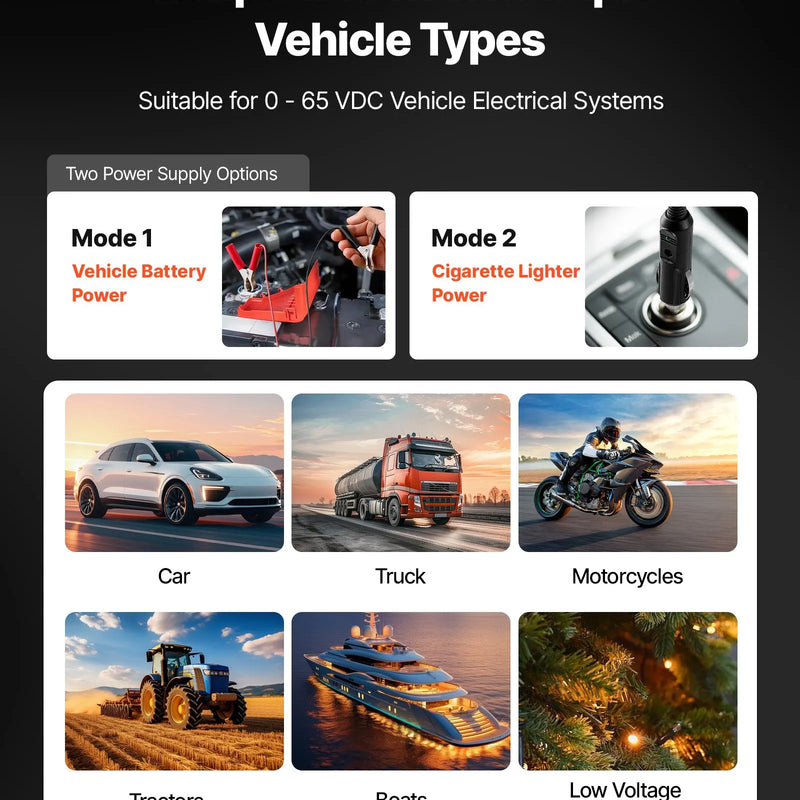 VEVOR automobiļu ķēžu testera komplekts, 8–35 V līdzstrāvas jaudas ķēžu zondes testeris ar TFT krāsu displeju un apgaismojumu, 2-in-1 automobiļu elektriskais jaudas testera zonde ar 6 m pagarinājuma kabeli