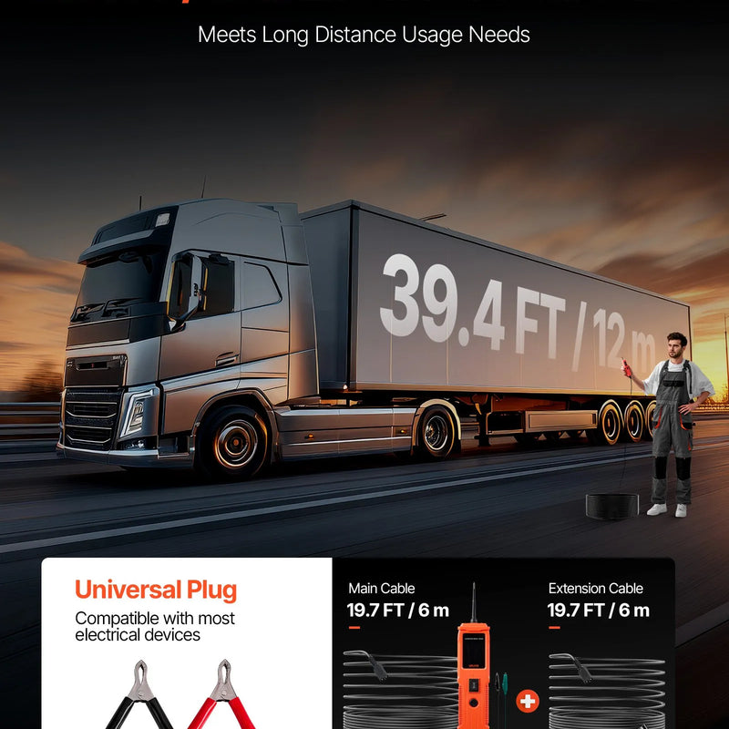 VEVOR automobiļu ķēžu testera komplekts, 8–35 V līdzstrāvas jaudas ķēžu zondes testeris ar TFT krāsu displeju un apgaismojumu, 2-in-1 automobiļu elektriskais jaudas testera zonde ar 6 m pagarinājuma kabeli