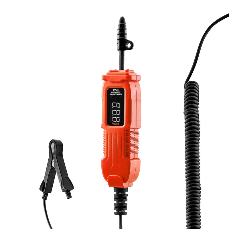 VEVOR automobiļu ķēžu testers, 3–72 V DC sprieguma ķēžu zonde ar LED ekrānu un apgaismojumu, automobiļu barošanas ķēžu pārbaudes zonde ar 3,5 m kabeli, ABS korpusa elektriskais detektors.