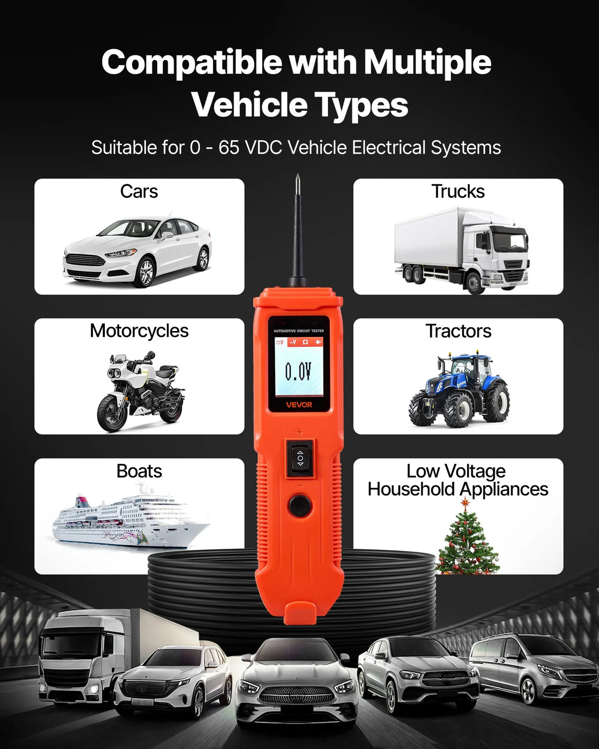 VEVOR Automotive Circuit Tester, 8–35 V DC Power Circuit Probe Tester with TFT Colour Display and Illumination, Car Electrical Test Probe with 4 m Cable, ABS Housing Electrical Circuit Detector and Fault Finder