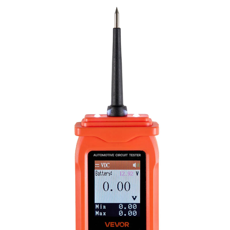 VEVOR automobiļu ķēžu testeris, 8–35 V līdzstrāvas jaudas ķēžu zondes testeris ar TFT krāsu displeju un apgaismojumu, automobiļu jaudas testera zonde ar 6 m kabeli, 2-in-1 elektrisko ķēžu detektors un bojājumu meklētājs