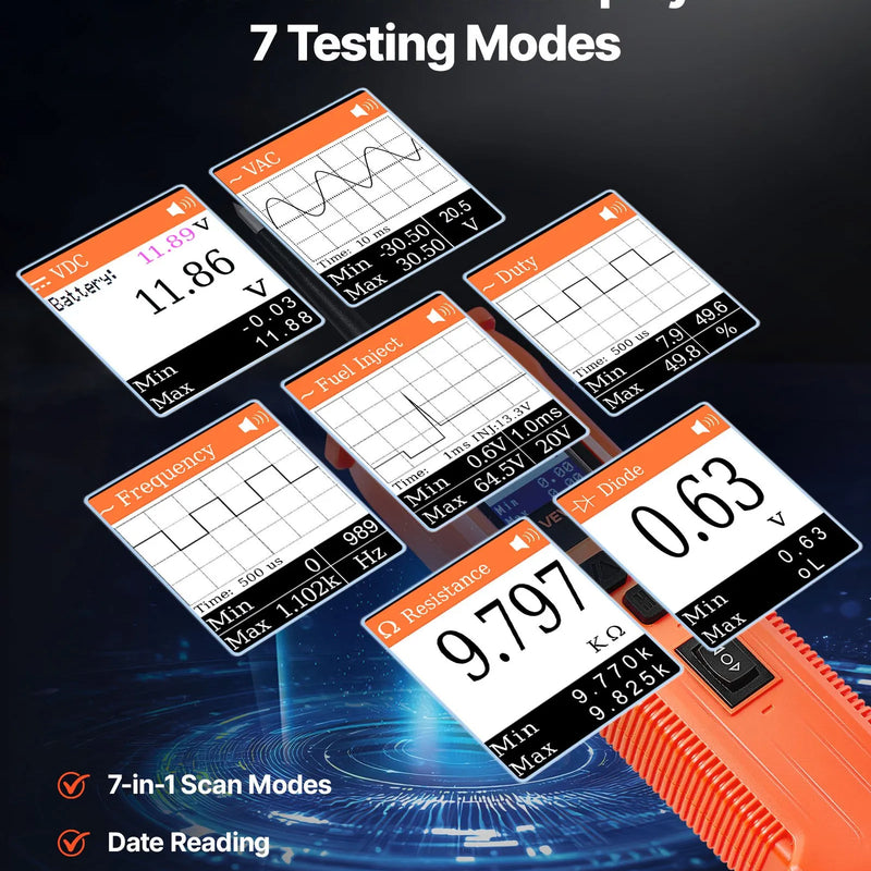 VEVOR automobiļu ķēžu testeris, 8–35 V līdzstrāvas jaudas ķēžu zondes testeris ar TFT krāsu displeju un apgaismojumu, automobiļu jaudas testera zonde ar 6 m kabeli, 2-in-1 elektrisko ķēžu detektors un bojājumu meklētājs