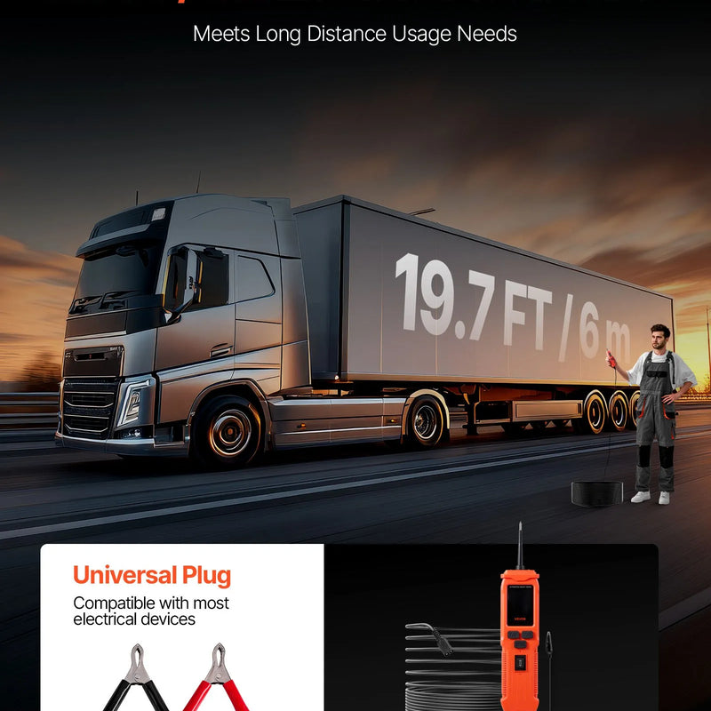 VEVOR automobiļu ķēžu testeris, 8–35 V līdzstrāvas jaudas ķēžu zondes testeris ar TFT krāsu displeju un apgaismojumu, automobiļu jaudas testera zonde ar 6 m kabeli, 2-in-1 elektrisko ķēžu detektors un bojājumu meklētājs