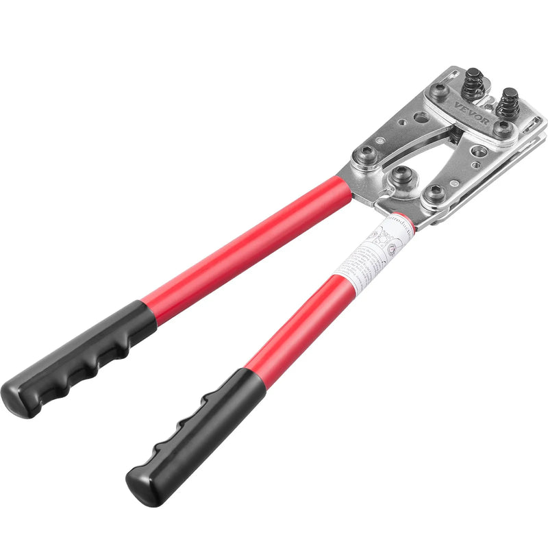 Bateriju kabeļu presēšanas instruments 10–1/0 AWG, ar kabeļu griezni, 95 vara uzgaļiem, 6 izmēru spiedformas un 100 termo saraušanās caurulītes, smagslodzes kabeļu galiem