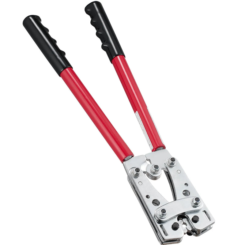 Bateriju kabeļu presēšanas instruments 10–1/0 AWG, ar kabeļu griezni, 95 vara uzgaļiem, 6 izmēru spiedformas un 100 termo saraušanās caurulītes, smagslodzes kabeļu galiem