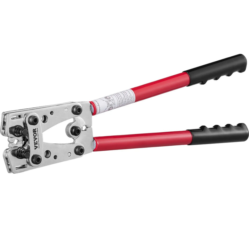 Bateriju kabeļu presēšanas instruments 10–1/0 AWG, ar kabeļu griezni, 95 vara uzgaļiem, 6 izmēru spiedformas un 100 termo saraušanās caurulītes, smagslodzes kabeļu galiem